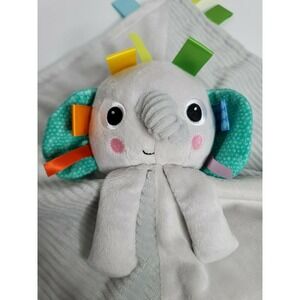 Bright Starts Taggies Cuddle n Tags Blankie Elephant Security Blanket Lovey Gray